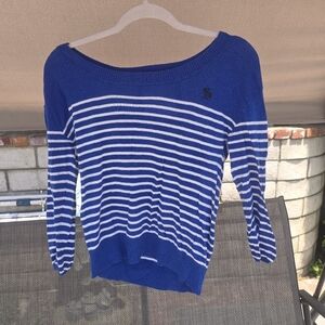 Abercrombie and Fitch Blue and White Striped Sweater Size M
